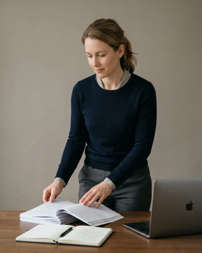 Specjalistka administracji przy pracy z dokumentami